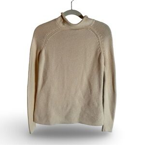 J. McLaughlin knit Mock Neck Sweater Cream Turtleneck Size XS Cotton Preppy